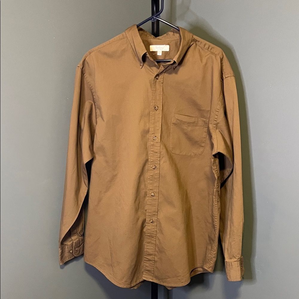 Turnbury Men's Casual Brown Button-Down Shirt